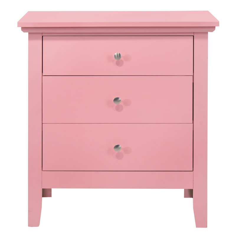 Charmante table de chevet rose avec rangement, Rose