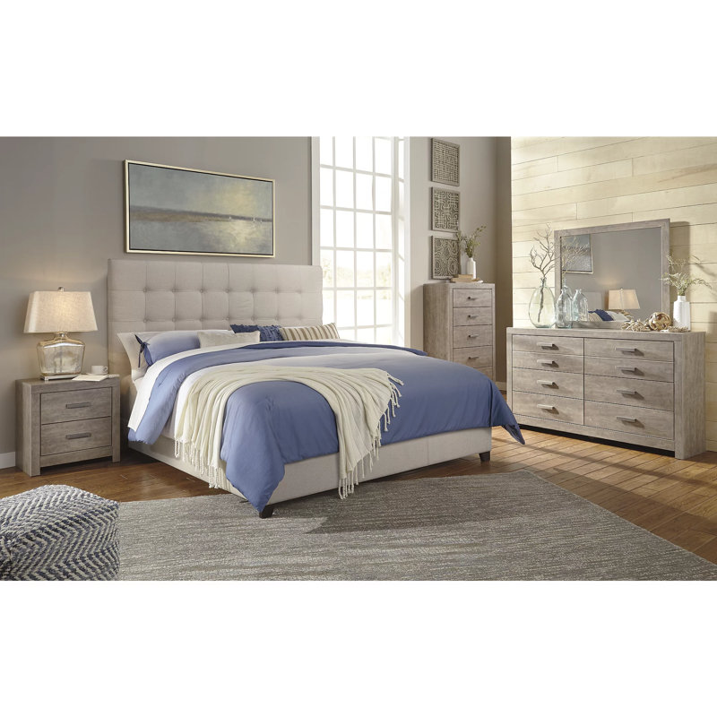 Dolante Tufted Upholstered Low Profile Standard Bed, Queen