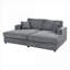 Canapés modulaires | Méridienne surdimensionnée 86,5 po pour salon, chambre à coucher avec porte-gobelet USB, gris anthracite | gris foncé | velours côtelé
