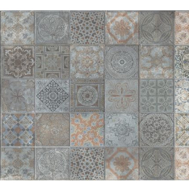 Tapis gris en vinyle imprimé mosaïque avec protection UV