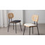 Modern Rattan Dining Chairs Upholstered Faux Leather Dining Room Chairs with Rattan Backrests and Metal Legs Armless Kitchen Chairs for Dining Room-1742314288