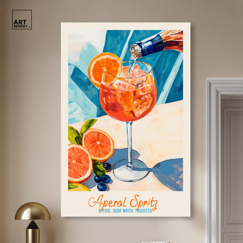 Aperol Spirz , Cadre doré, H 37 po x l 25 po