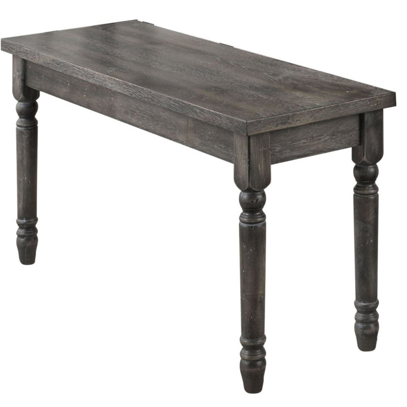 Weathered Grey Dining Bench With Turned Legs, 18.5" H x 40.5" W x 14.5" D