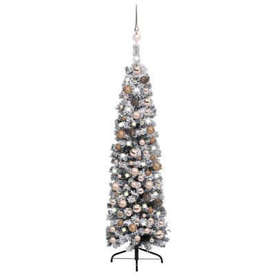 Mince arbre de Noël artificiel illuminé avec boule décorative de Noël