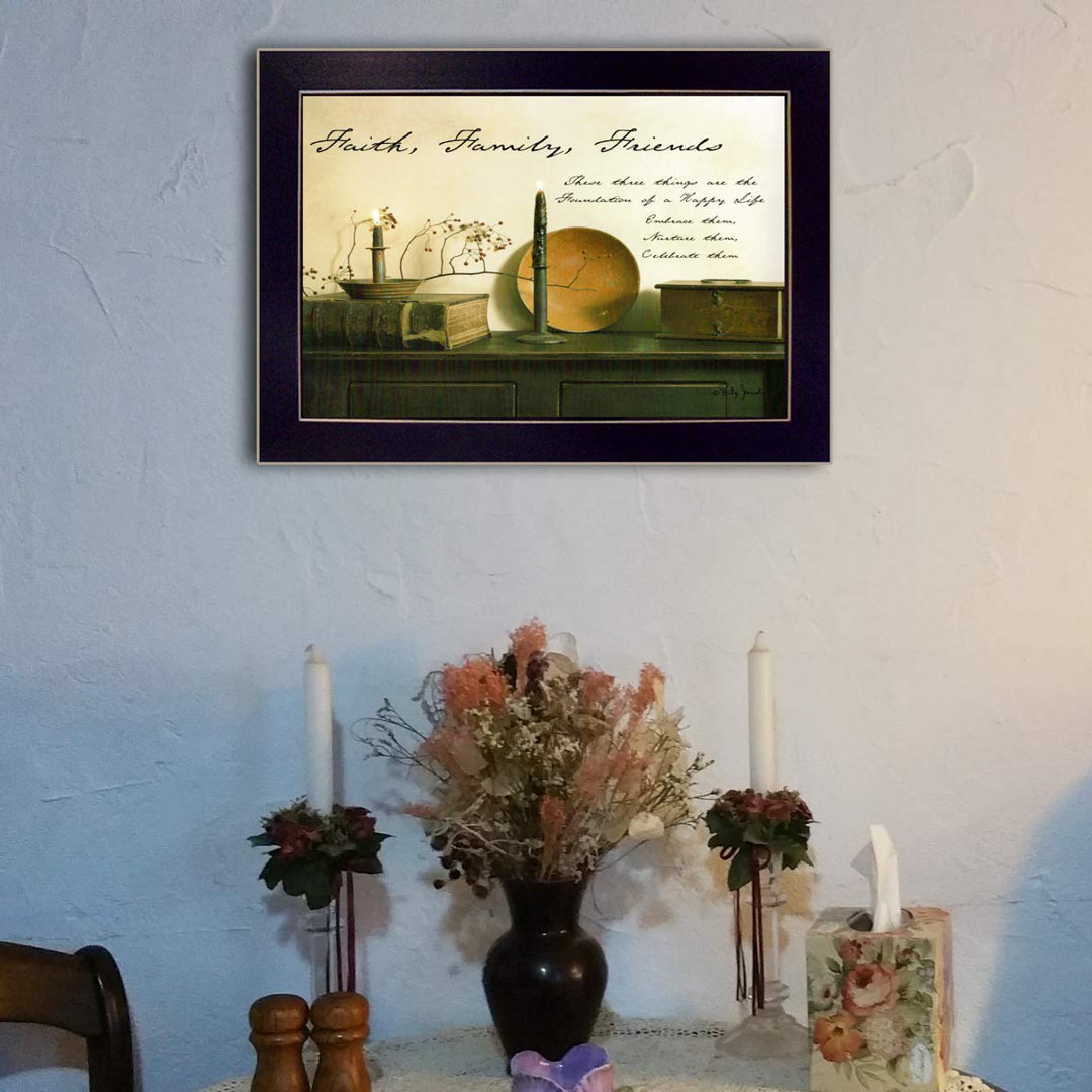 Faith, Family and Friends Framed Wall Art for Living Room, Wall Decor Framed Print by Billy Jacobs August Grove®