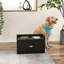 Grand support d'alimentation pour chien avec rangement. Noir 2 bols en acier inoxydable surélevés. Prend en charge les habitudes alimentaires de votre animal. Installation spacieuse. Noir qui rehausse le temps. Tiroir