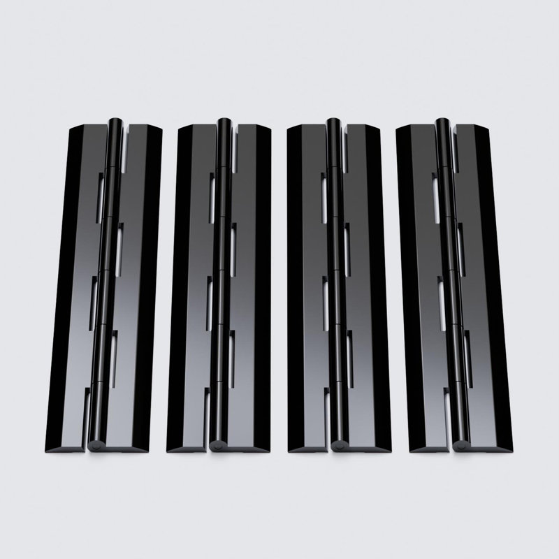 4x Black Acrylic Piano Hinges 200 mm, Self-Adhesive, No Glue Required
