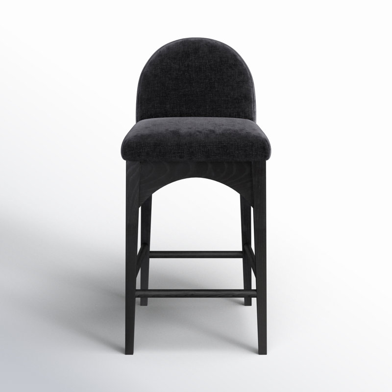 Tabouret de comptoir Beppo, Noir, noir, noir, noir, Chenille noir