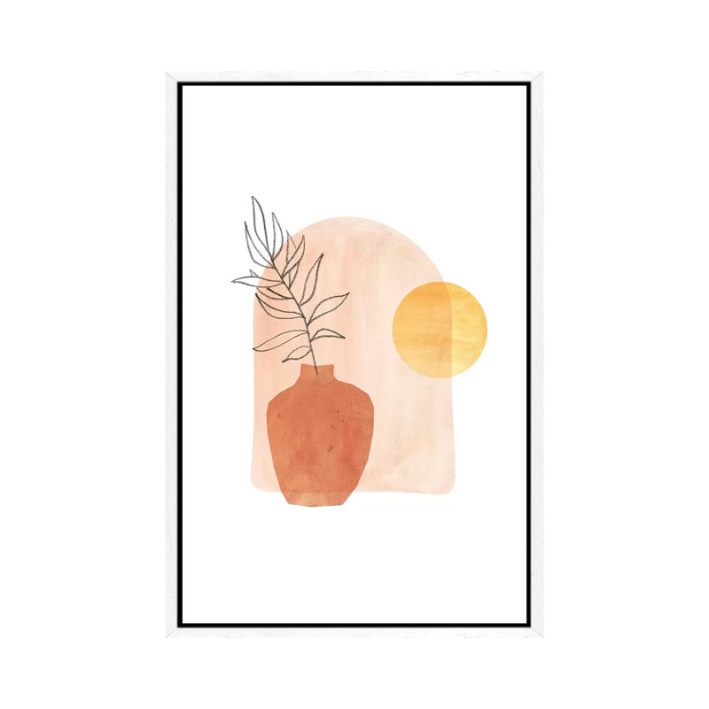 Boho Vase And Plant - Painting on Canvas, 66.04cm H x 45.72cm W x 3.81cm D, White Framed