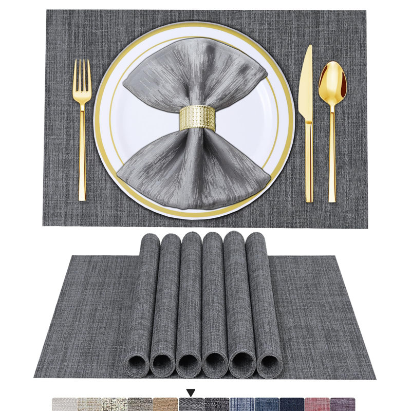 Ensemble de 6 napperons en vinyle tissé pour table de salle à manger