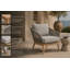 Chaise longue en bois d'acacia Bowery avec coussin et corde tissée grise-658671909