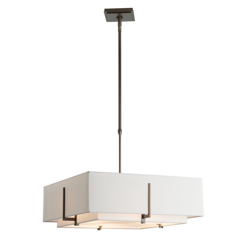 Exos 4 - Light Unique Square Pendant, Natural Anna Shade, Dark Smoke, Medium