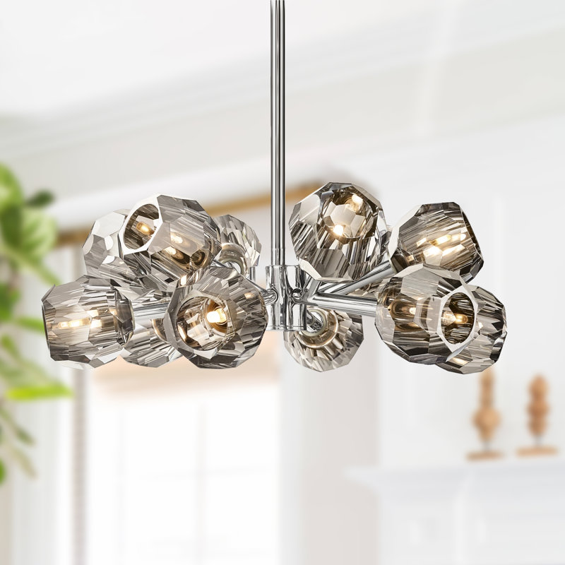 Lustre en cristal 12 lumières Spoutink moderne avec source de lumière DEL