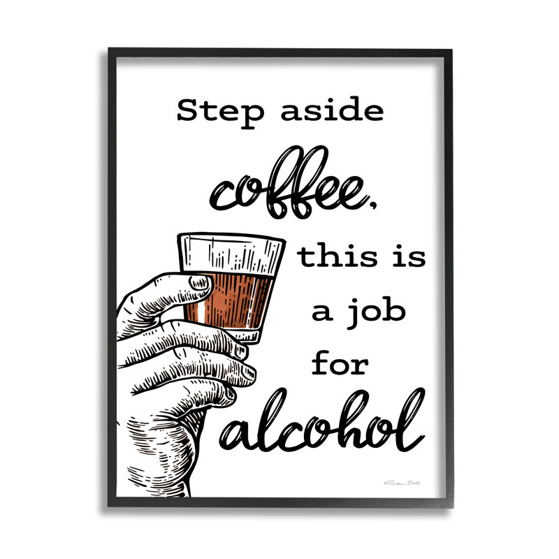 Bb-643-Encadré «Step Aside Coffee», art textuel amusant, H 20 po x l 16 po x P 1,5 po, Giclée encadrée noir minuit