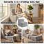 Foldable Corduroy Floor Lounge Chair with Adjustable Armrests - Convertible Sleeper Chair - Grey
