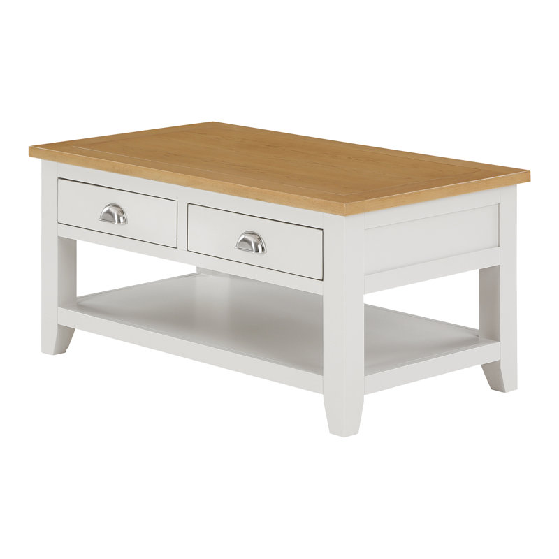 Port Mahon Four Leg Coffee Table with Storage, Oak/Elephant Grey