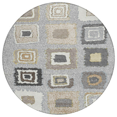 Machine Washable Indoor/Outdoor Xhevrie Gray Rug
