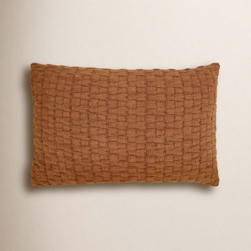 Coussin texturé tissé gaufré, Duvet de canard, Orange