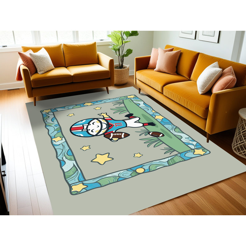 Tapis de football pour enfants Zoomie, Rectangulaire 7 pi x 10 pi
