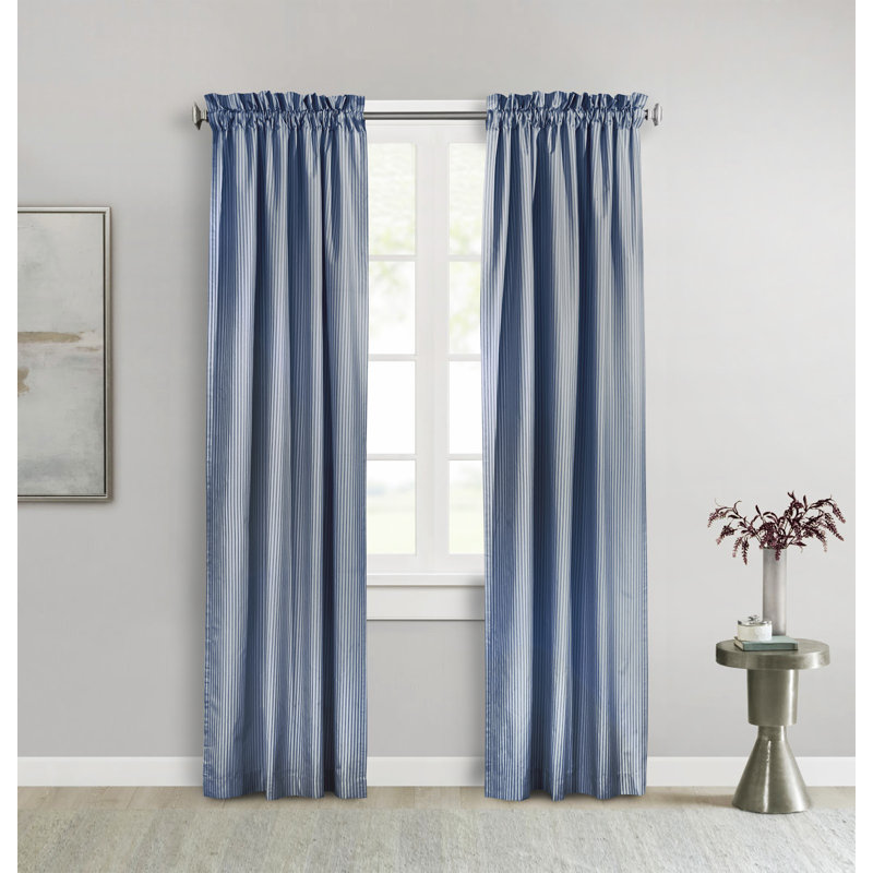 Paire de rideaux occultant et isolant avec passe-tringle Teri, Bleu marine, L 40 po x L 45 po