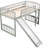 Twin Gray Loft Bed With And Slide - Stylish Comfortable, Clean Appearance, 14 Support Slats, Suitable For 6 + Years Size Ideal Limited Space, Cozy Rest Play Area, Board, Stable On Either Side