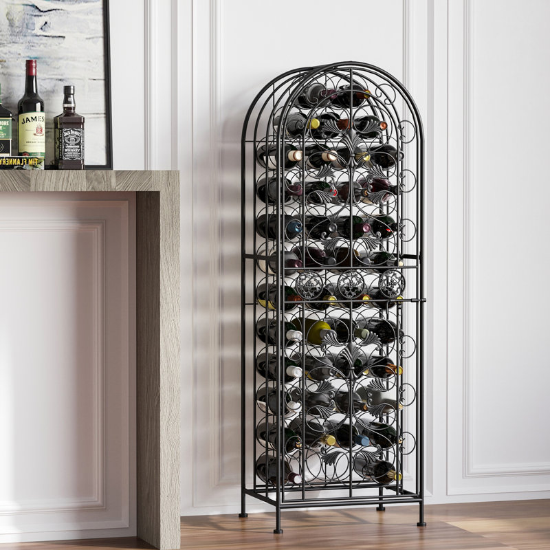 45 Bottle Wrought Iron Wine Rack Jail With Lock