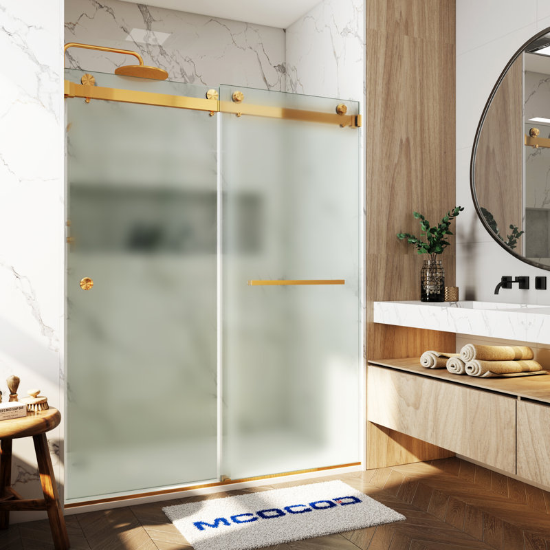 Opal Mirage MCOCOD 56-61"W x 76"H Double Sliding Frameless Smooth Sliding Shower Door with 3/8"(10mm)Frosted Glass