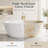 59" Glossy White Acrylic Geometric Diamond-Cut Freestanding Bathtub With Integrated Slotted Overflow And Center Drain - Modern Architectural Soaking Tub