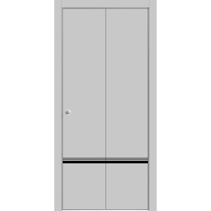 Porte pliante en bois massif massif, Gris mat, 36 po x 80 po