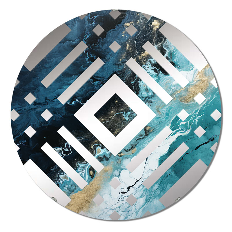 Miroir décoratif blanc et bleu, 23,6 po x 23,6 po
