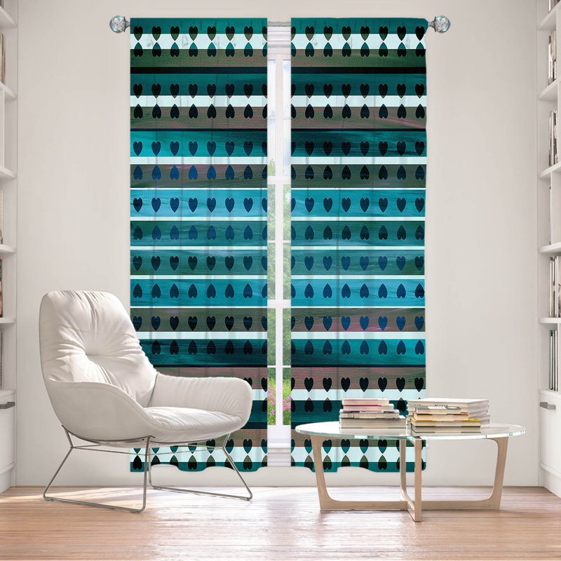 Rideau en polyester, L 20 po x L 52 po, Bleu sarcelle