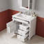 Meuble-lavabo autoportant avec comptoir en céramique, tiroir de rangement escamotable, tablette réglable et support de porte-133423067