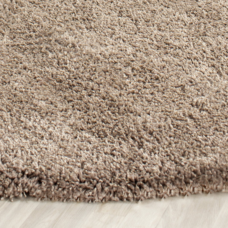 Luxurious Taupe Synthetic Shag Area Rug, 54" x 18"