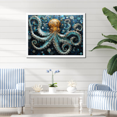 Portrait of Blue Mystical Octopus, reproduction d'art sur toile encadrée