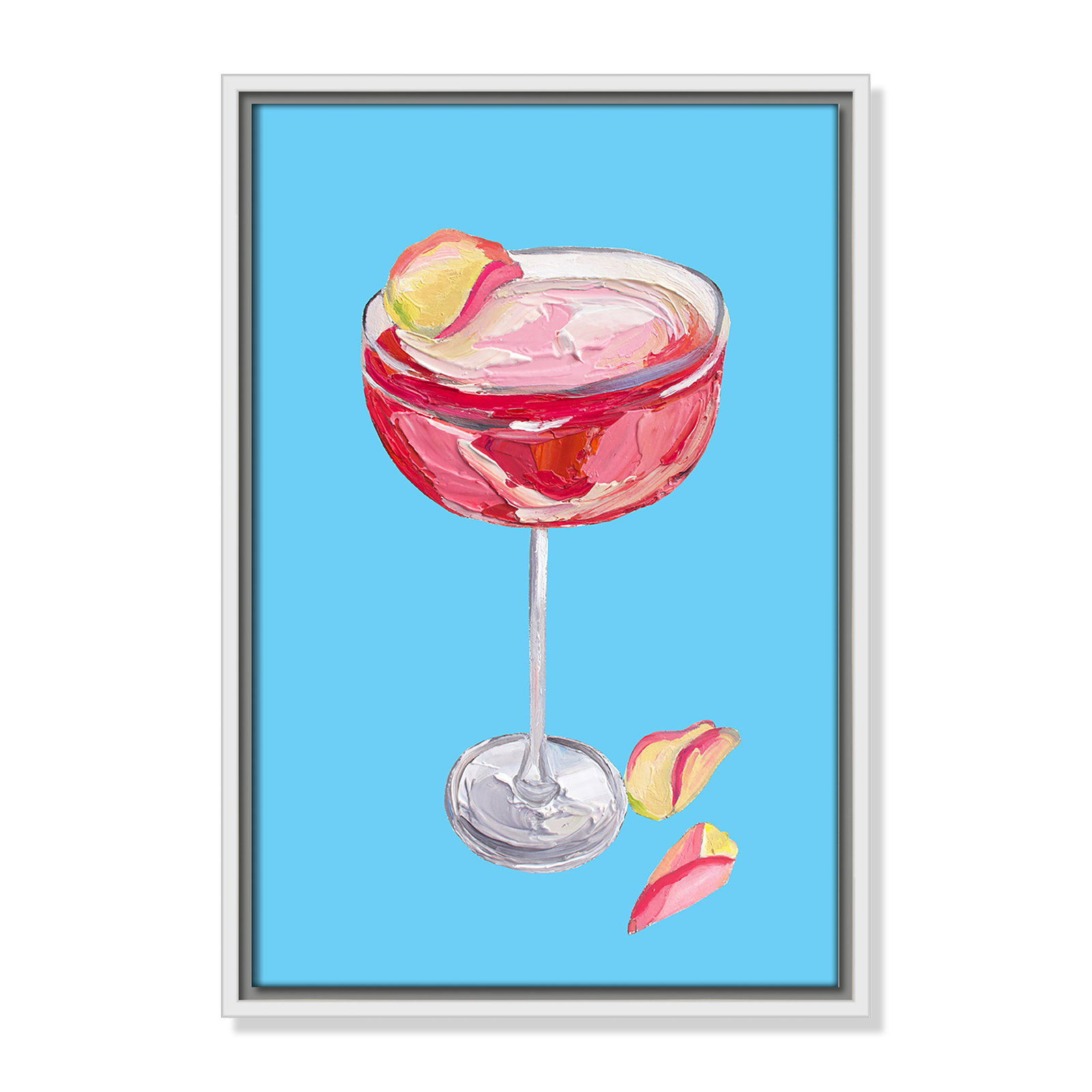 Sparkling Rose Gin Cocktail Print by Straker, 19.5" H x 13.5" W, White Floater