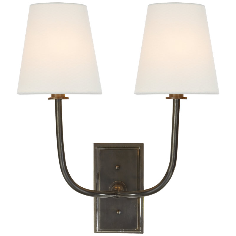 Thomas O'Brien Hulton Double Sconce, Bronze, Fabric