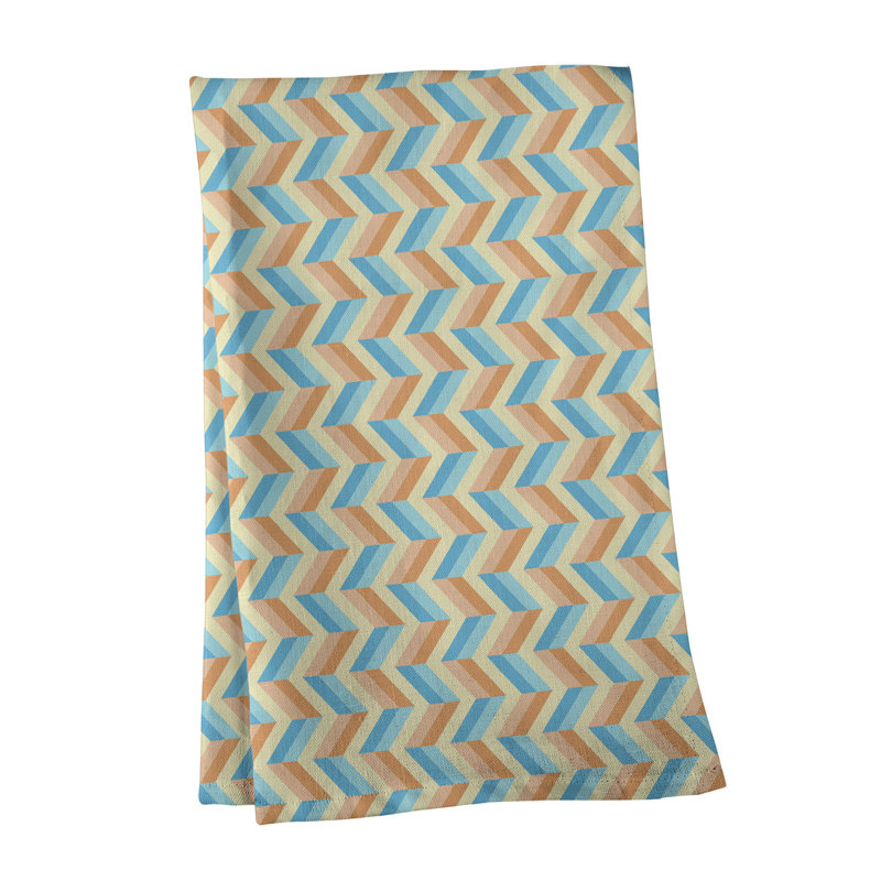 Serviette à thé chevron Mcguigan, Sergé de coton, Orange / Bleu / Beige