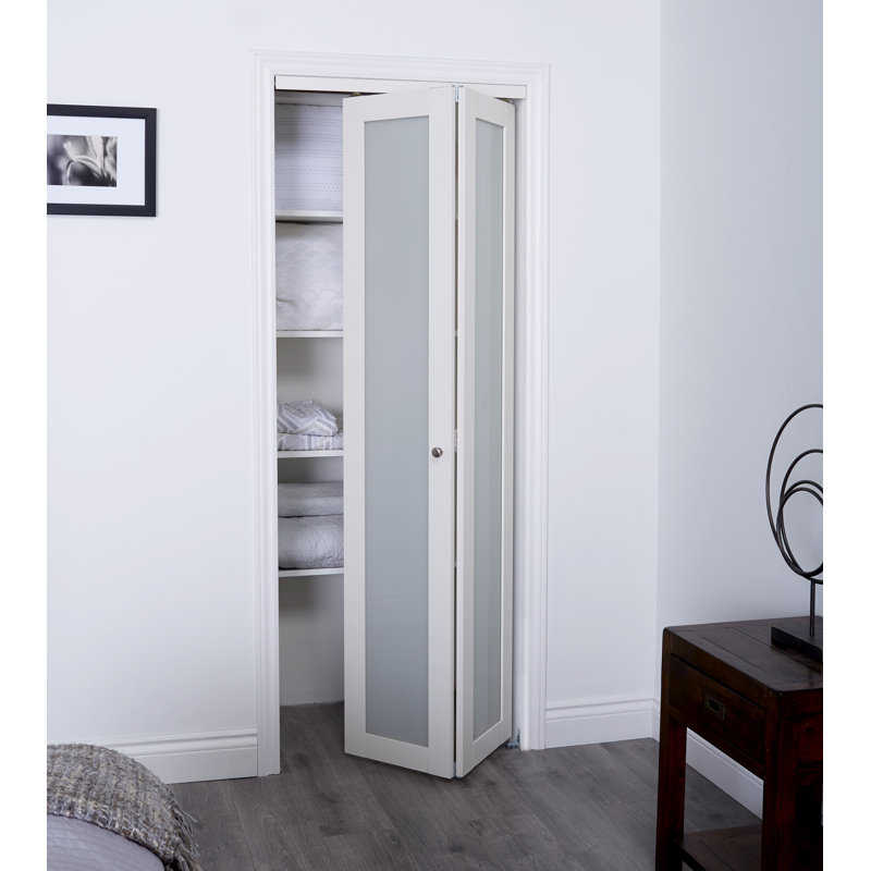 Euro 1-Lite Glass Bi-Fold Door, 29.75" x 77.9375", Off White