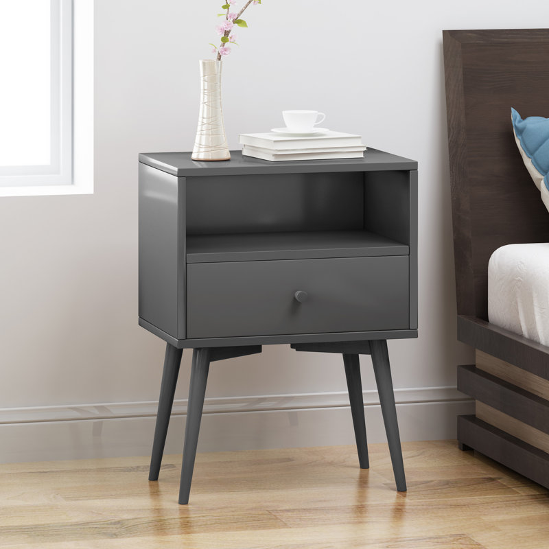 Mcginn End Table with Storage, Dark Gray