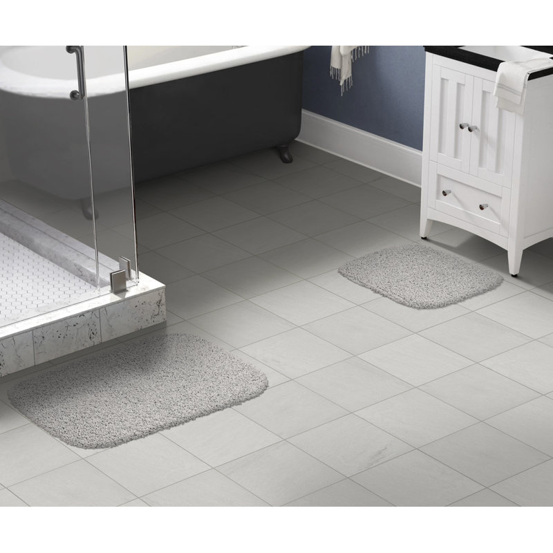 Frechette 2 Piece Bath Rug Set, Platinum Grey
