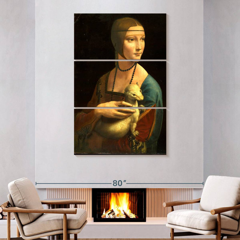 Leisha avec un portrait d'hermine, H 74 po x l 48 po