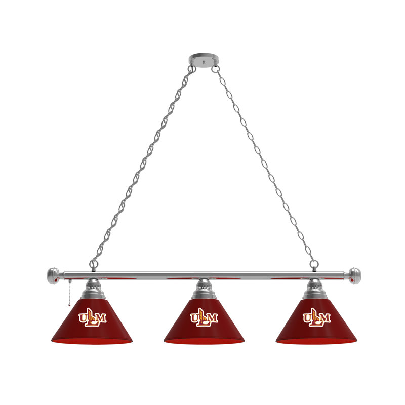 3 - Light Pool Table Lights Pendant, Chrome, Louisiana-Monroe Warhawks