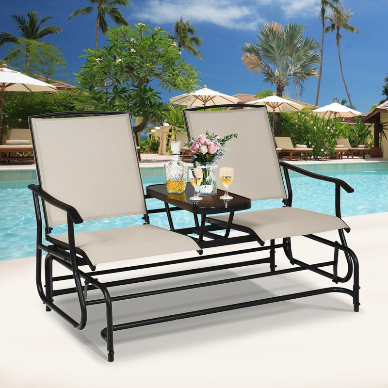 Banc oscillant pour 2 personnes Auyeung, Beige