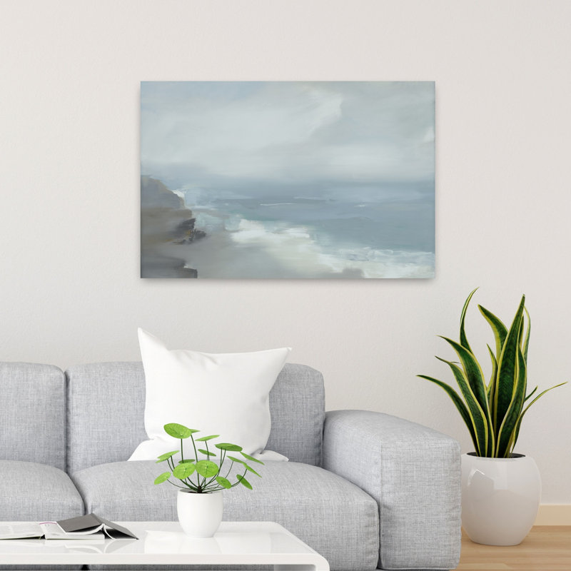 Bord de mer bleu éthéré abstrait art côtier, H 36 po x l 24 po