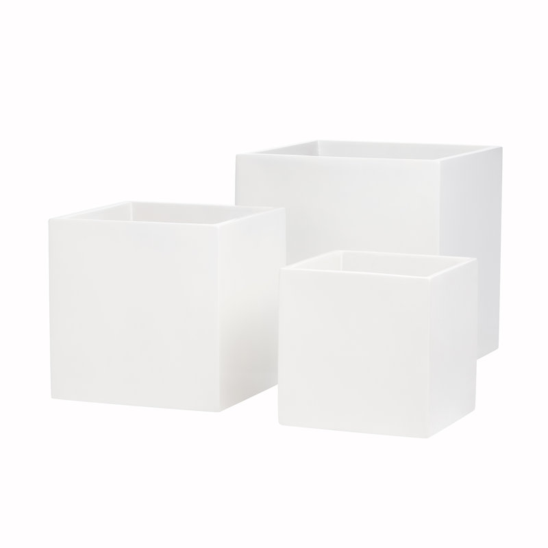 Dixon Square Cube Pot Planter Box, 15" H x 15" W x 15" D, White