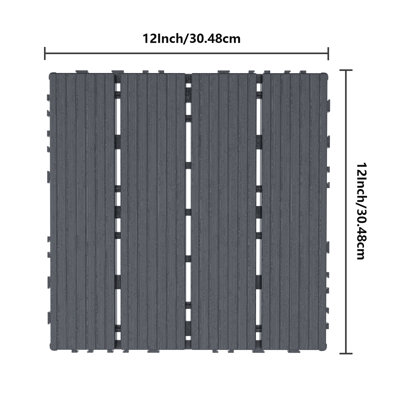 Carreaux de terrasse imperméables en plastique l 12 po x L 12 po pour garage, balcon, cour arrière, sous-sol