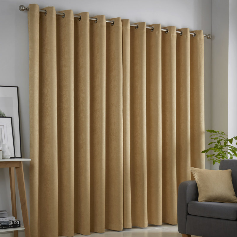 Room Darkening Curtain Pair, Ochre Yellow, Width 229 x Drop 275 cm