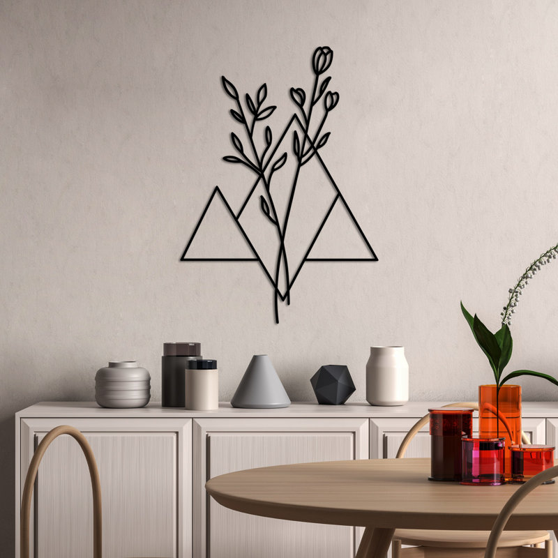 Elegant Black Decorative Metal Wall Accessory, 27.6 x 19.7 inches | 100% Metal Construction, Thickness: 0.06 inches | Easy Wall Hanging Design | Perfect for Home Decor, Living Room & Office Spaces