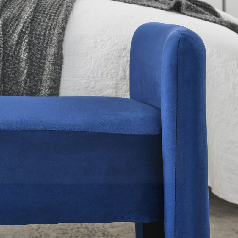 Velvet Upholstered Bench, Blue