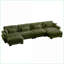 Canapé modulaire moderne convertible en U à 4 places avec repose-pieds, accoudoirs et amp; Coussins | Vert olive | Velours-414436659